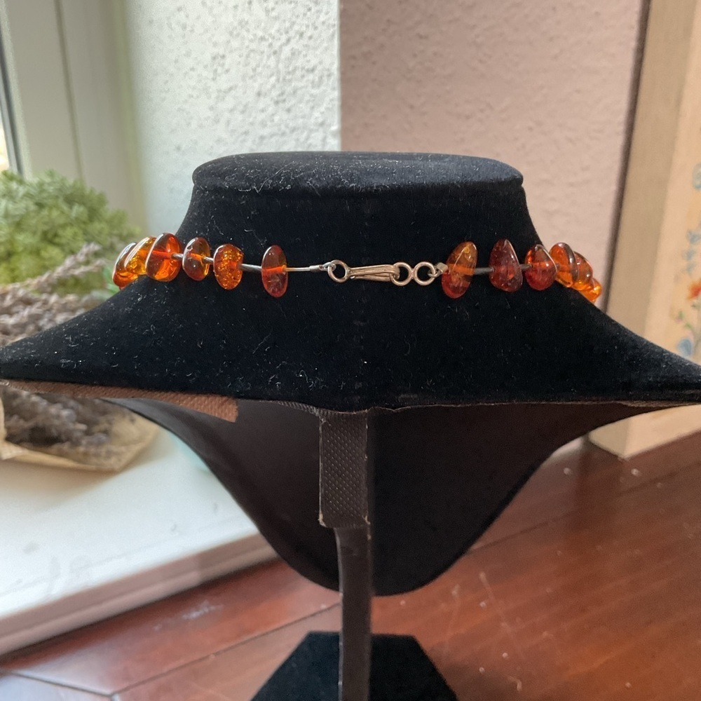Vintage Baltic Amber Barrel Bead Southwestern Necklace - Picture 6 of 16